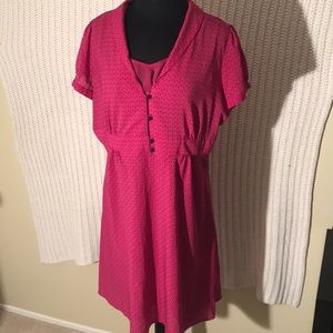 Old Navy Pink Polka Dot Retro Short Sleeve Dress